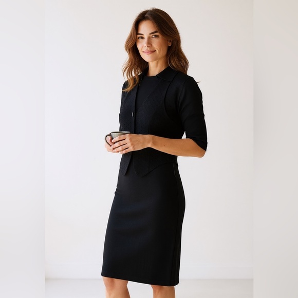 Vintage LILLIE RUBIN Black Wool Designer Dress II. Never Worn    size Small - Picture 2 of 16